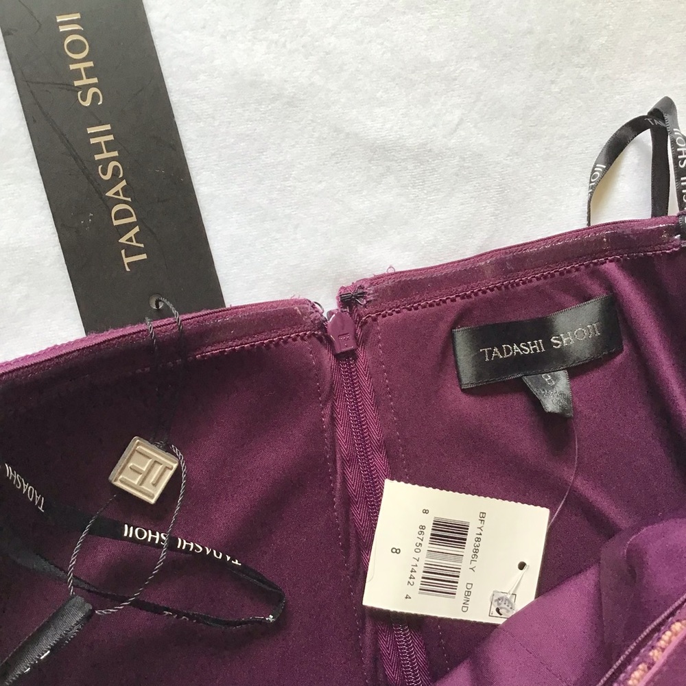 Tadashi  shoji strapless lace dress gown burgundy - Picture 7 of 11